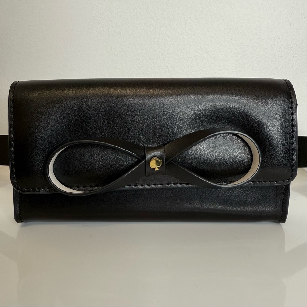 Kate Spade New York Black Leather Bow Belt Wallet Bag Fanny Pack L/XL NEW Travel - Picture 3 of 14